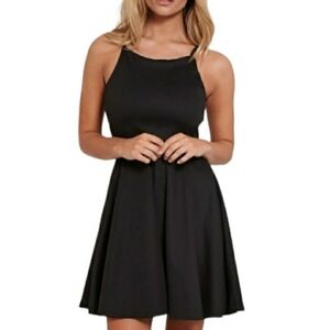 PRETTY LITTLE THING London Black Fit & Flare Skater Dress 4 Small NWT